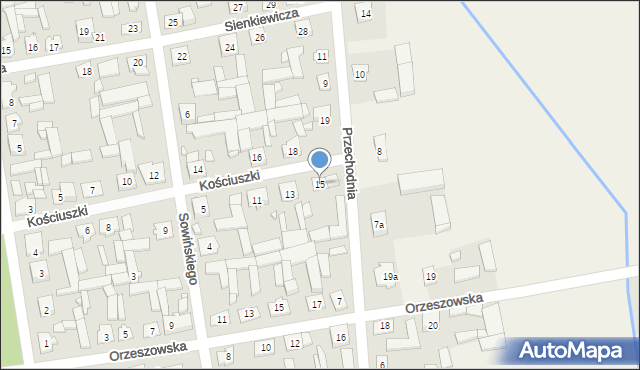 Miedzna, Kościuszki Tadeusza, gen., 15, mapa Miedzna