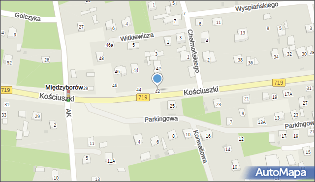 Międzyborów, Kościuszki Tadeusza, gen., 42, mapa Międzyborów