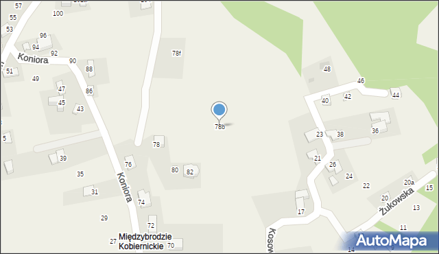 Międzybrodzie Bialskie, Koniora Alojzego, 78b, mapa Międzybrodzie Bialskie