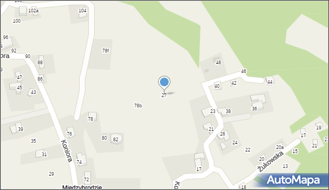 Międzybrodzie Bialskie, Kosowska, 27, mapa Międzybrodzie Bialskie