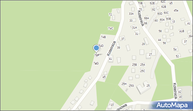 Międzybrodzie Bialskie, Kotelnica, 74F, mapa Międzybrodzie Bialskie