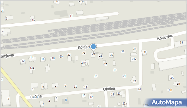 Międzyrzec Podlaski, Kolejowa, 26, mapa Międzyrzec Podlaski