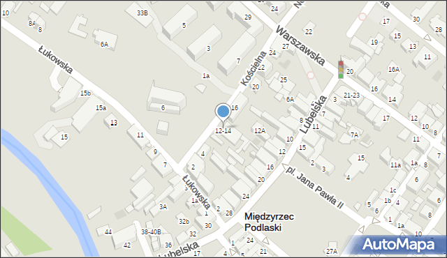 Międzyrzec Podlaski, Kościelna, 14, mapa Międzyrzec Podlaski