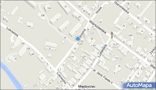 Międzyrzec Podlaski, Kościelna, 18, mapa Międzyrzec Podlaski