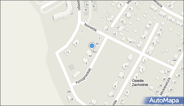 Międzyrzecz, Konopnickiej Marii, 4c, mapa Międzyrzecz