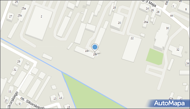 Międzyrzecz, Konstytucji 3 Maja, 18k, mapa Międzyrzecz