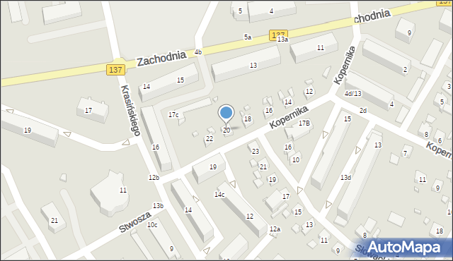 Międzyrzecz, Kopernika Mikołaja, 20, mapa Międzyrzecz