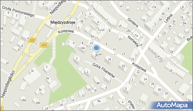 Międzyzdroje, Kolejowa, 16, mapa Międzyzdroje