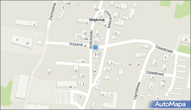 Miękinia, Kościuszki Tadeusza, gen., 9, mapa Miękinia