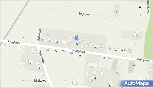 Miękowo, Kolejowa, 21, mapa Miękowo