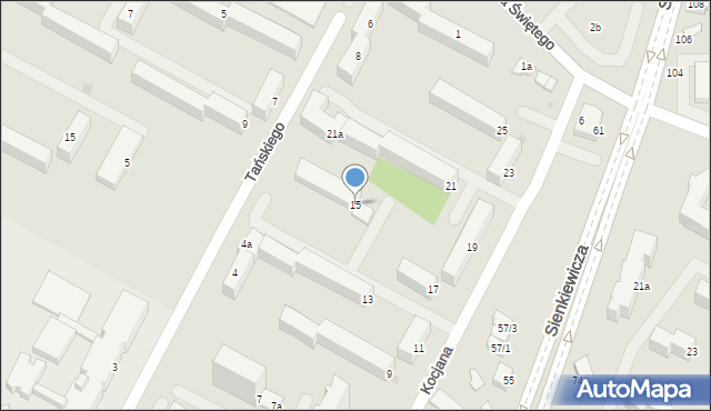 Mielec, Kocjana, 15, mapa Mielca