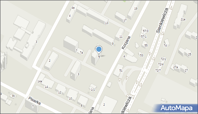 Mielec, Kocjana, 5, mapa Mielca