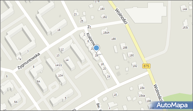 Mielec, Kolorowa, 14, mapa Mielca