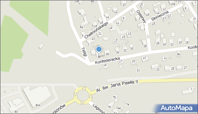 Mielec, Konfederacka, 38, mapa Mielca