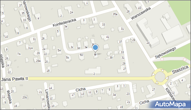 Mielec, Konfederacka, 5f, mapa Mielca