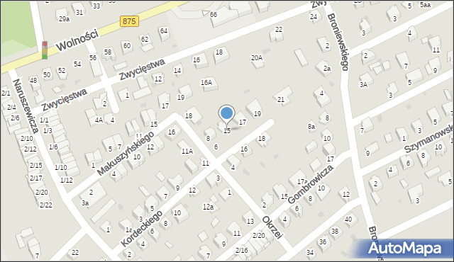 Mielec, Kordeckiego Augustyna, ks., 15, mapa Mielca