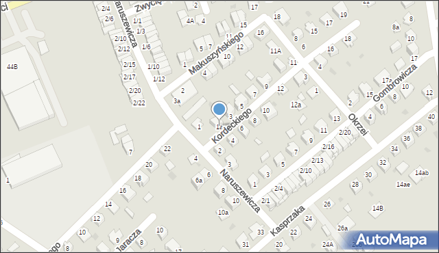 Mielec, Kordeckiego Augustyna, ks., 1a, mapa Mielca