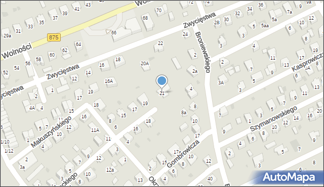 Mielec, Kordeckiego Augustyna, ks., 21, mapa Mielca