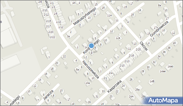 Mielec, Kordeckiego Augustyna, ks., 4, mapa Mielca