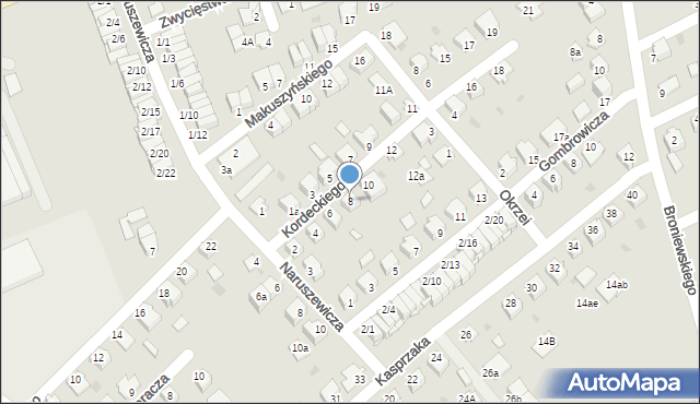 Mielec, Kordeckiego Augustyna, ks., 8, mapa Mielca
