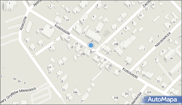 Mielec, Kościuszki Tadeusza, gen., 20, mapa Mielca