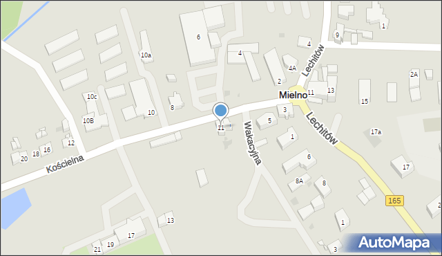 Mielno, Kościelna, 11, mapa Mielno