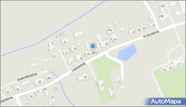 Mielno, Kościelna, 28, mapa Mielno