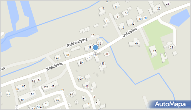 Mielno, Kościelna, 35, mapa Mielno