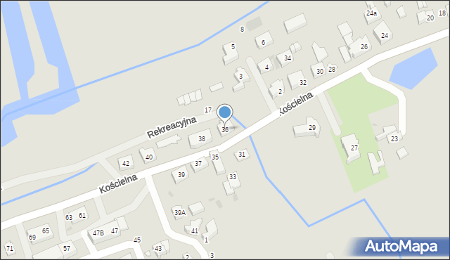 Mielno, Kościelna, 36, mapa Mielno