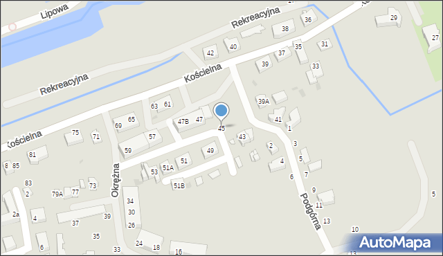 Mielno, Kościelna, 45, mapa Mielno