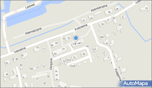 Mielno, Kościelna, 47A, mapa Mielno