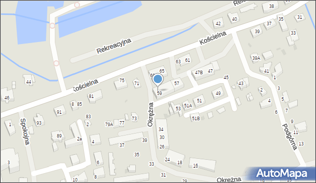 Mielno, Kościelna, 59B, mapa Mielno