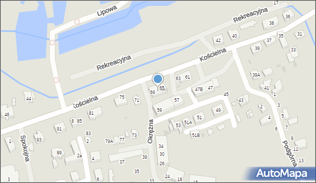 Mielno, Kościelna, 67, mapa Mielno