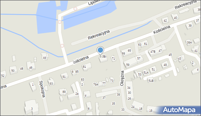 Mielno, Kościelna, 75a, mapa Mielno