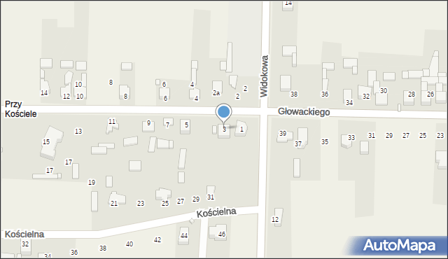 Mierzęcice, Kościelna, 3, mapa Mierzęcice