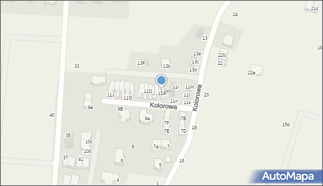 Mierzyn, Kolorowa, 11A, mapa Mierzyn