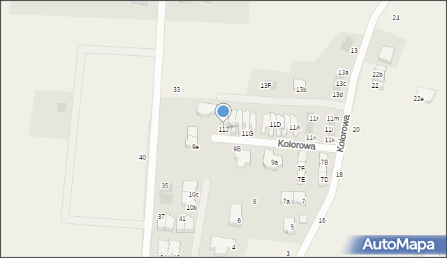 Mierzyn, Kolorowa, 11J, mapa Mierzyn