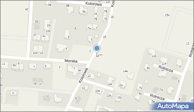 Mierzyn, Kolorowa, 14, mapa Mierzyn