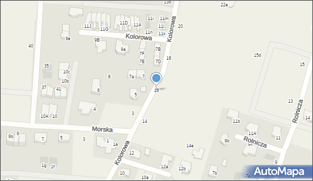 Mierzyn, Kolorowa, 16, mapa Mierzyn