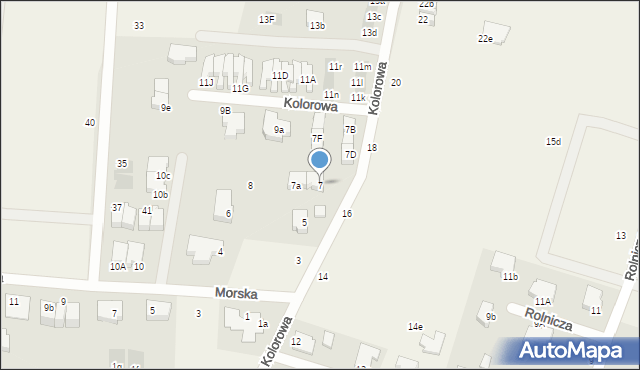 Mierzyn, Kolorowa, 7, mapa Mierzyn