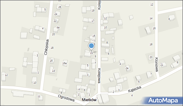 Mietków, Kolejowa, 11, mapa Mietków