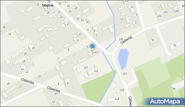 Miętne, Kościelna, 1, mapa Miętne