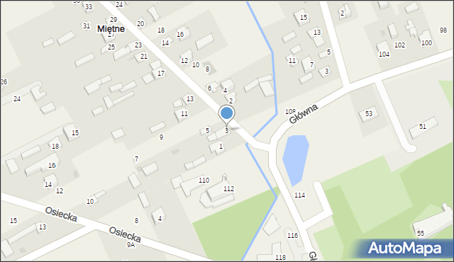 Miętne, Kościelna, 3, mapa Miętne