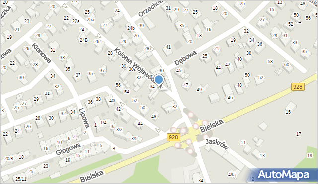 Mikołów, Kolonia Wojewódzka, 34A, mapa Mikołów