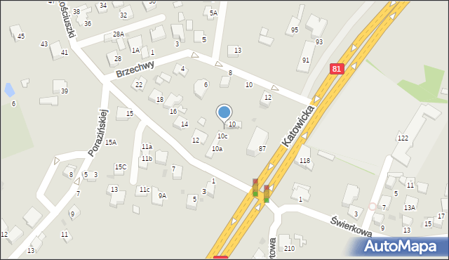 Mikołów, Kościuszki Tadeusza, gen., 10d, mapa Mikołów