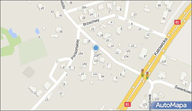 Mikołów, Kościuszki Tadeusza, gen., 11a, mapa Mikołów