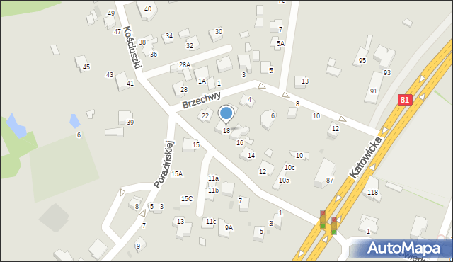 Mikołów, Kościuszki Tadeusza, gen., 18, mapa Mikołów