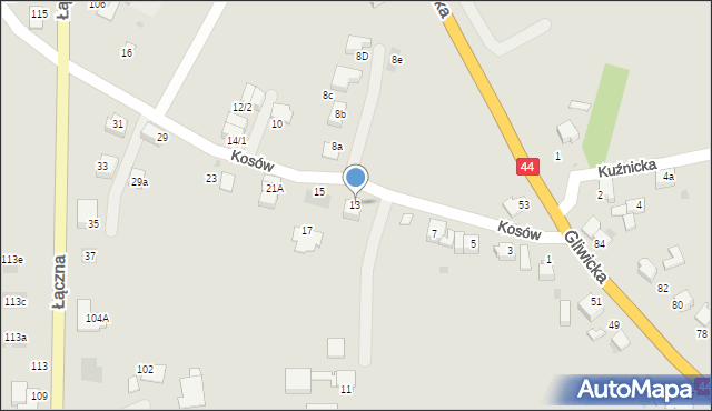 Mikołów, Kosów, 13, mapa Mikołów