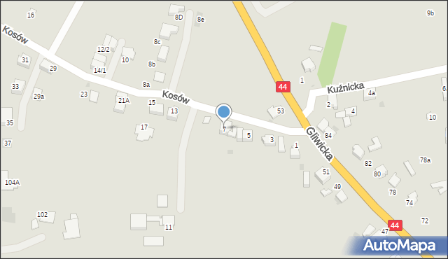 Mikołów, Kosów, 7, mapa Mikołów