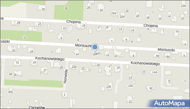 Milanówek, Kochanowskiego Jana, 12A, mapa Milanówek